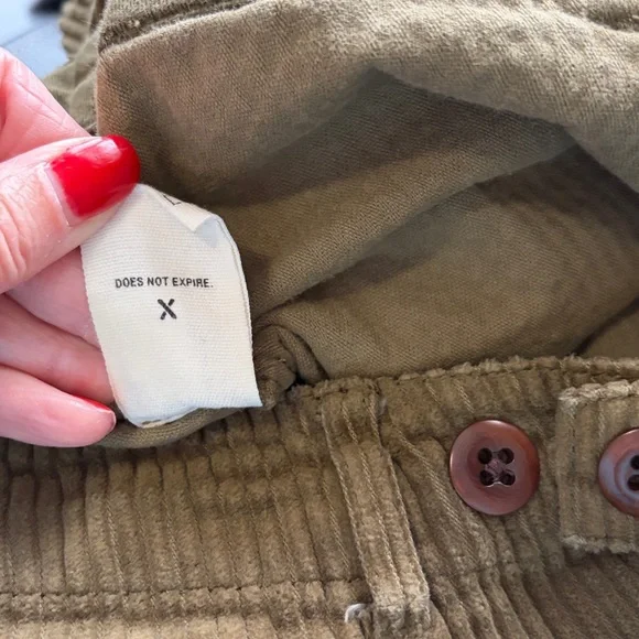 ALEX MILL Neil Cotton Corduroy Straight Leg Pants Olive Green Adjustable Waist 4 - Picture 11 of 15